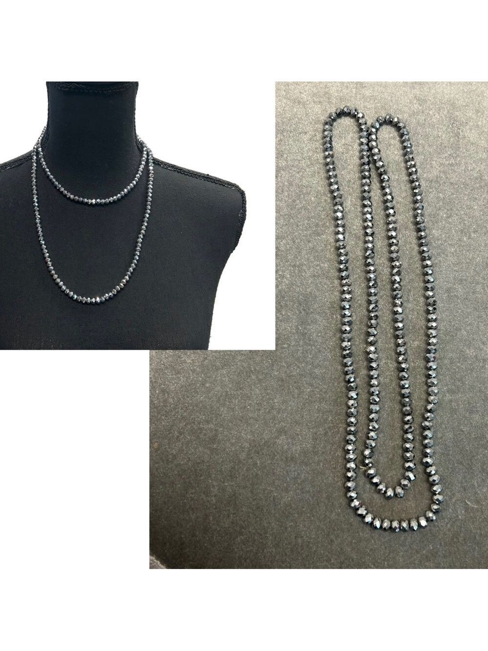 Chrome dark silver beaded necklace
